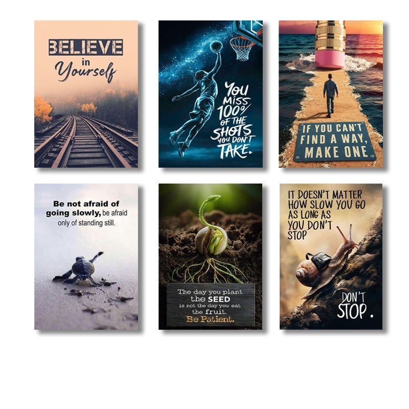 6 PC Motivational Quotes With Images Wall Decor Cardboard Phototiles (8*11size)
