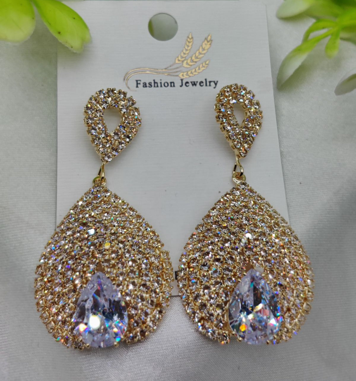 Luxurious Teardrop Crystal Earrings with Pave Detailing