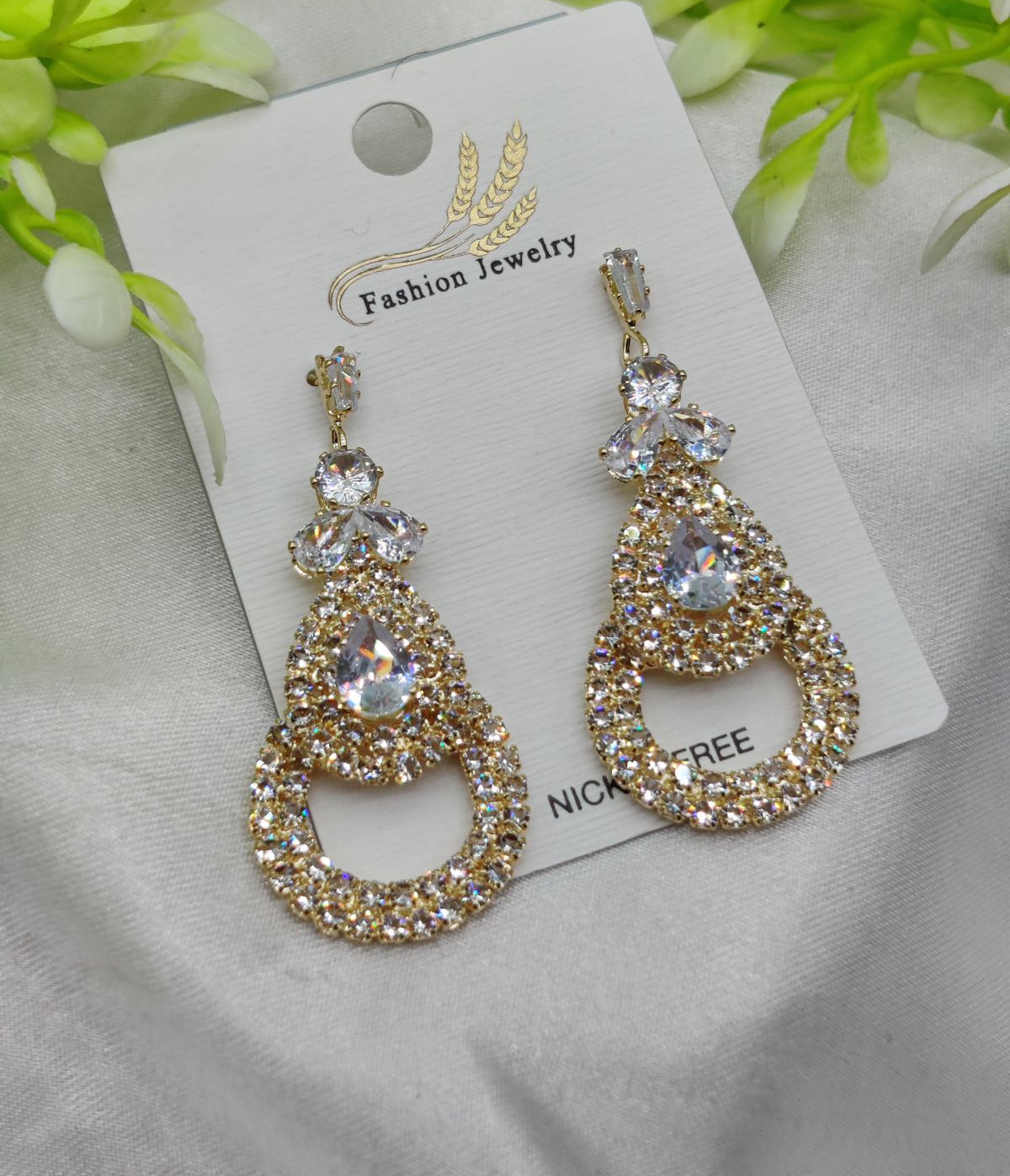 Glamorous Crystal-Studded Teardrop Earrings