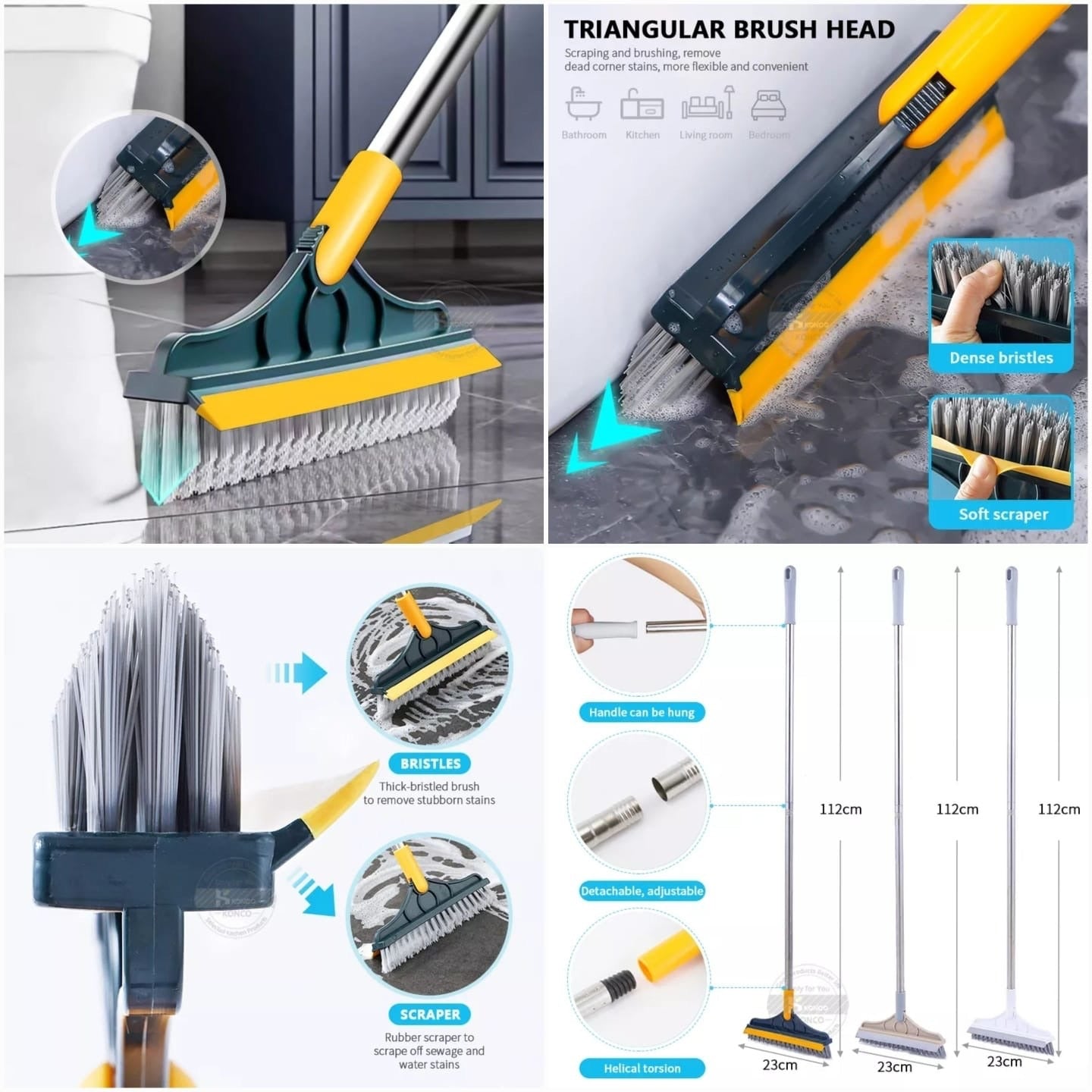 Multipurpose Cleaning Brush With 120° Rotatable Head