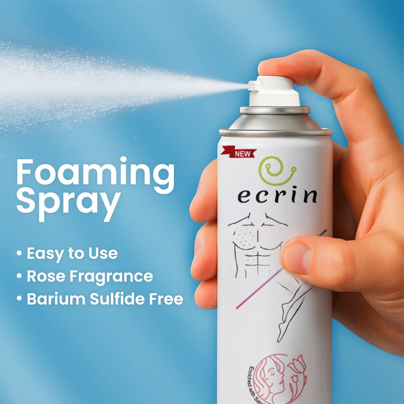 Ecrin Hair Removal Foaming Spray (200ml) | For Women and Men (Unisex)