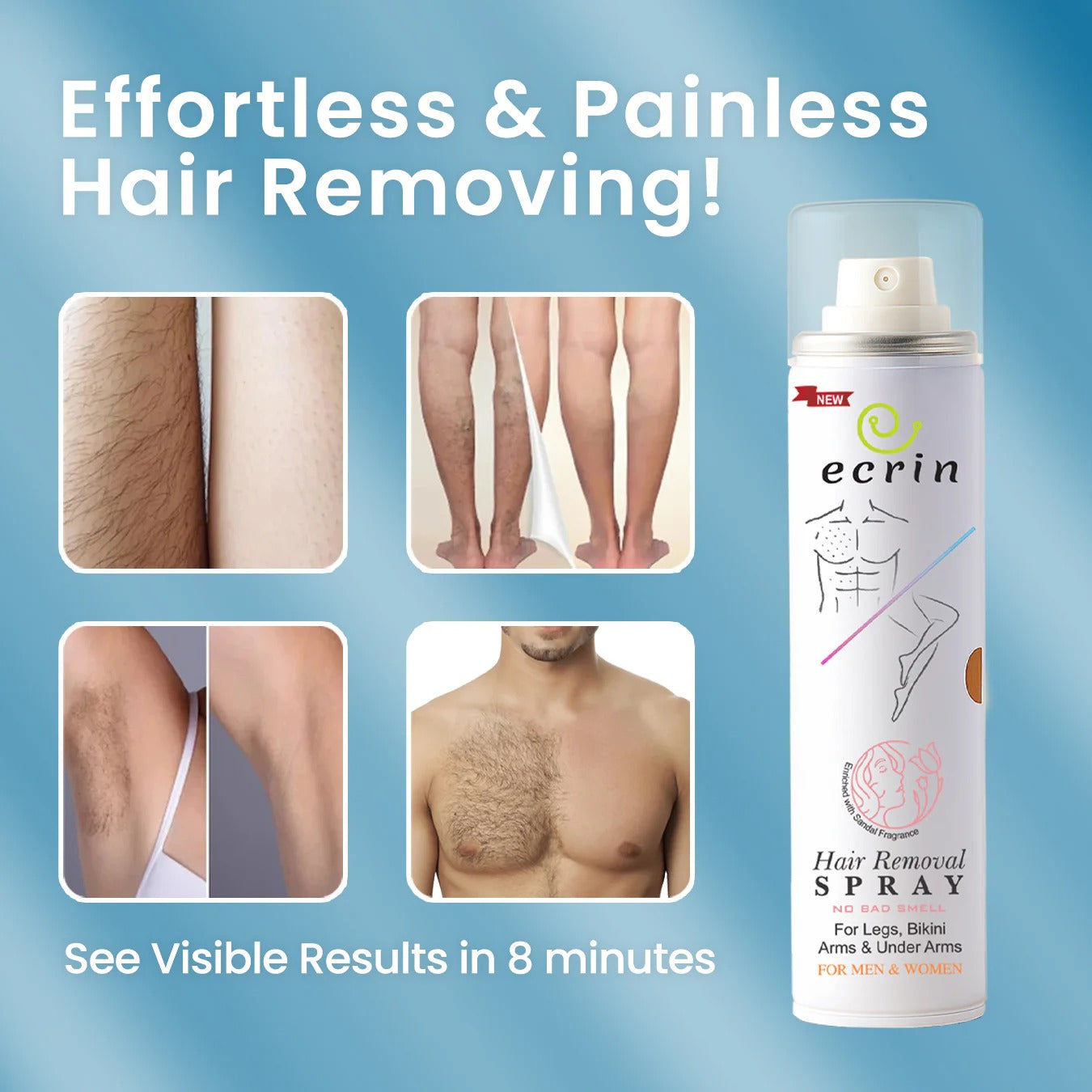 Ecrin Hair Removal Foaming Spray (200ml) | For Women and Men (Unisex)
