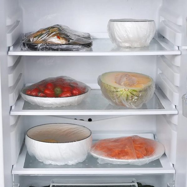 100 PCS Transparent Disposable Food Wrap Bags | Hygienic Bowl & Plate Covers for Kitchen Storage