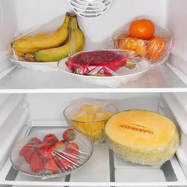 100 PCS Transparent Disposable Food Wrap Bags | Hygienic Bowl & Plate Covers for Kitchen Storage