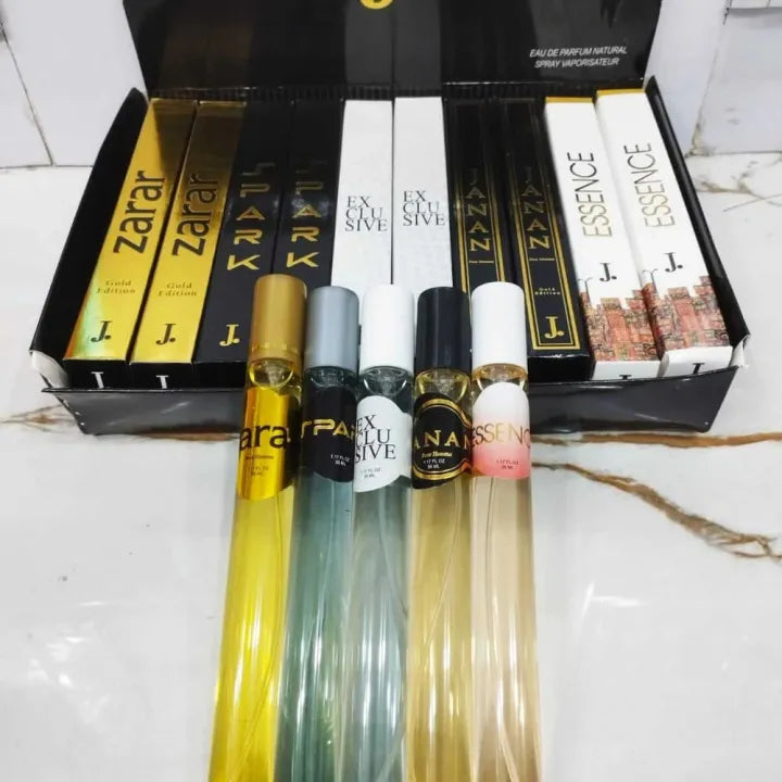 5-Piece J. Pocket Perfume Set for Unisex | Long Lasting Mini Fragrances for All-Day Freshness