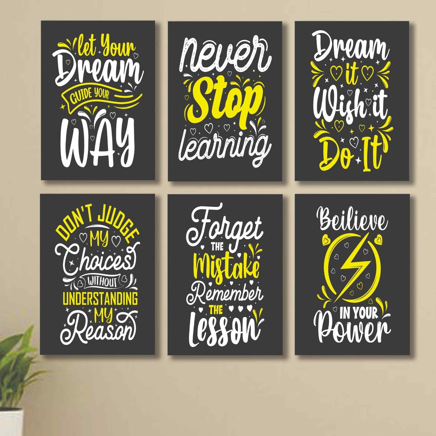 6 PC Discipline Quotes Wall Decor Cardboard Phototiles Educational (8X11)