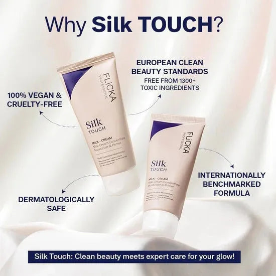 Flicka Silk Touch | 3‑in‑1 Moisturizer & Primer | Hydrating, Lightweight, Long‑Lasting | Pore Minimizer | 60g