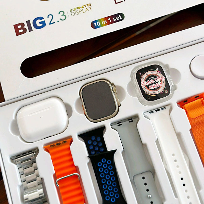 i20 Ultra Max Suit | 2.3" HD Smartwatch | 7 Straps | Wireless Earbuds