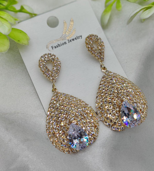 Luxurious Teardrop Crystal Earrings with Pave Detailing
