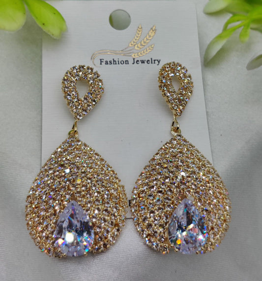 Luxurious Teardrop Crystal Earrings with Pave Detailing