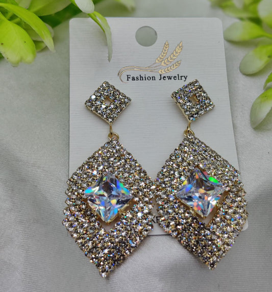 Dazzling Geometric Crystal Drop Earrings