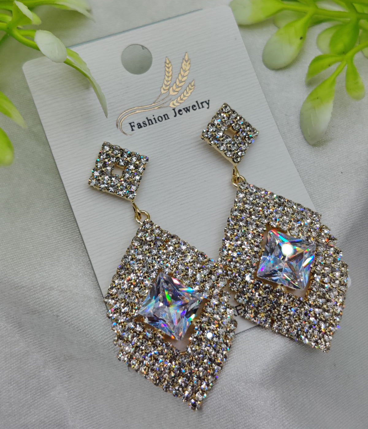 Dazzling Geometric Crystal Drop Earrings