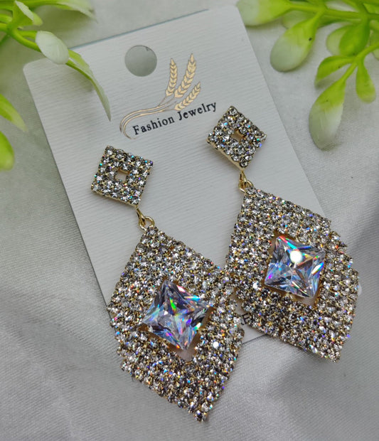 Dazzling Geometric Crystal Drop Earrings