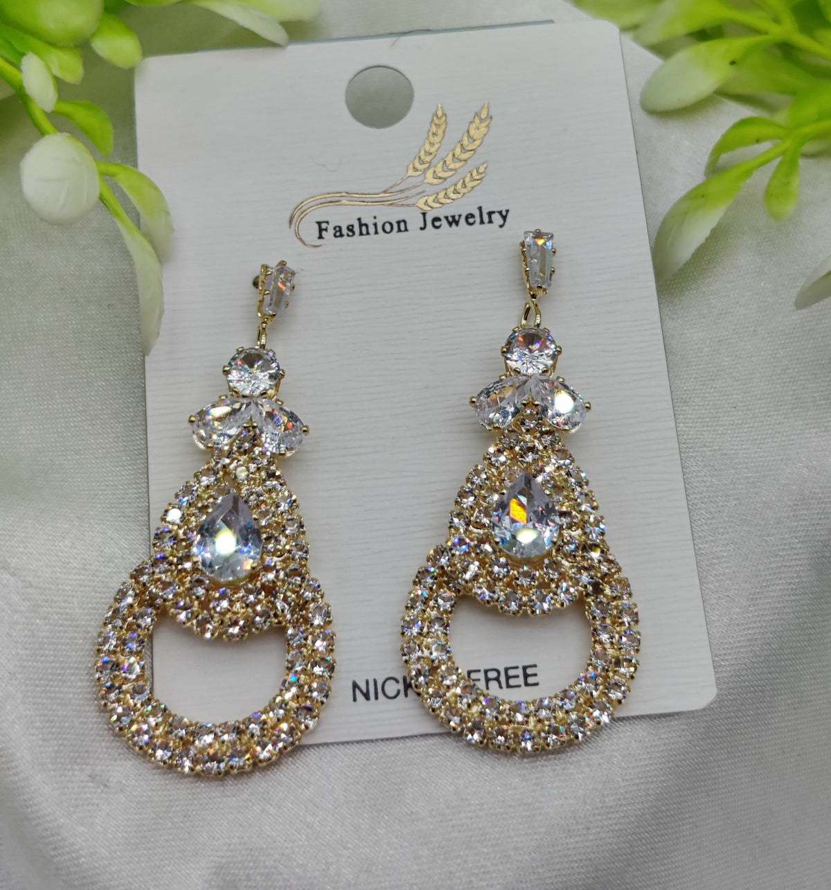 Glamorous Crystal-Studded Teardrop Earrings
