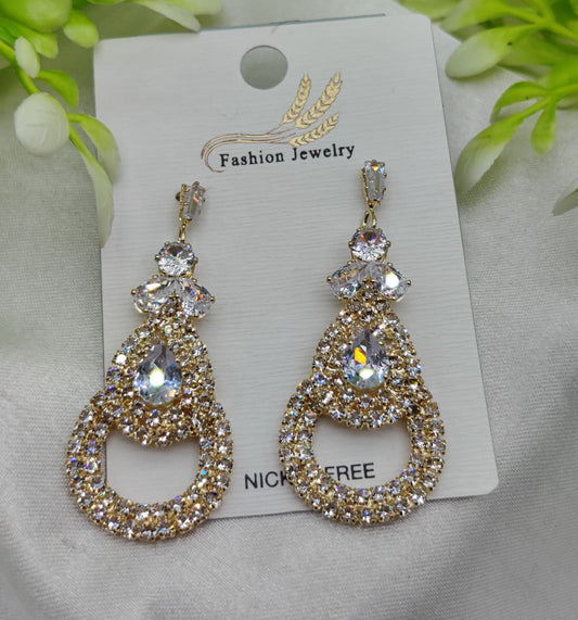 Glamorous Crystal-Studded Teardrop Earrings