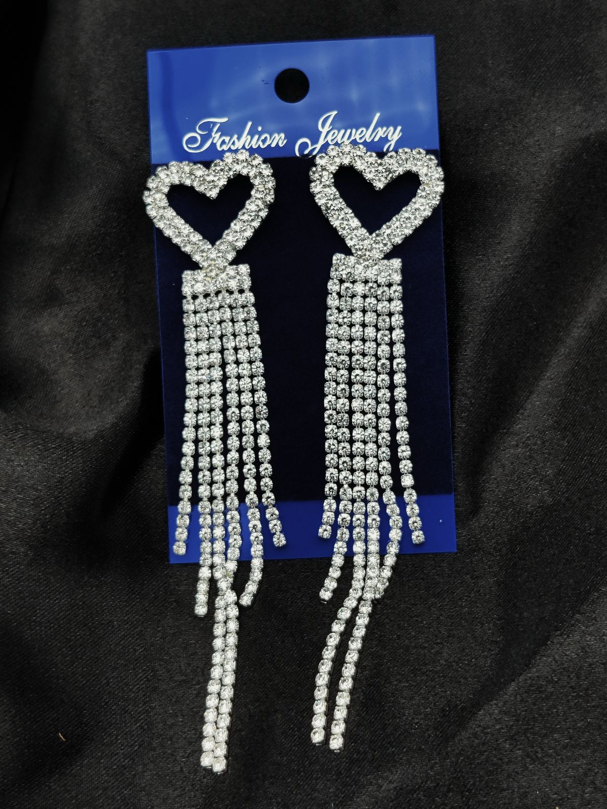 Long Heart Fringe Earrings