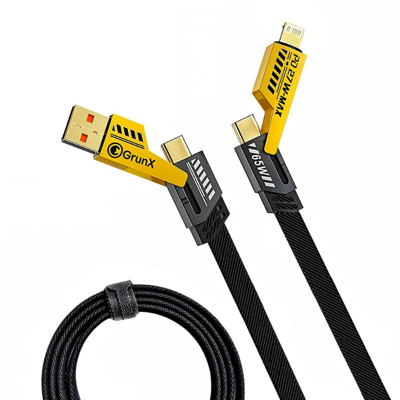 Universal 4-in-1 USB Cable | 65W Laptop & 27W Phone Fast Charge | Nylon Braided