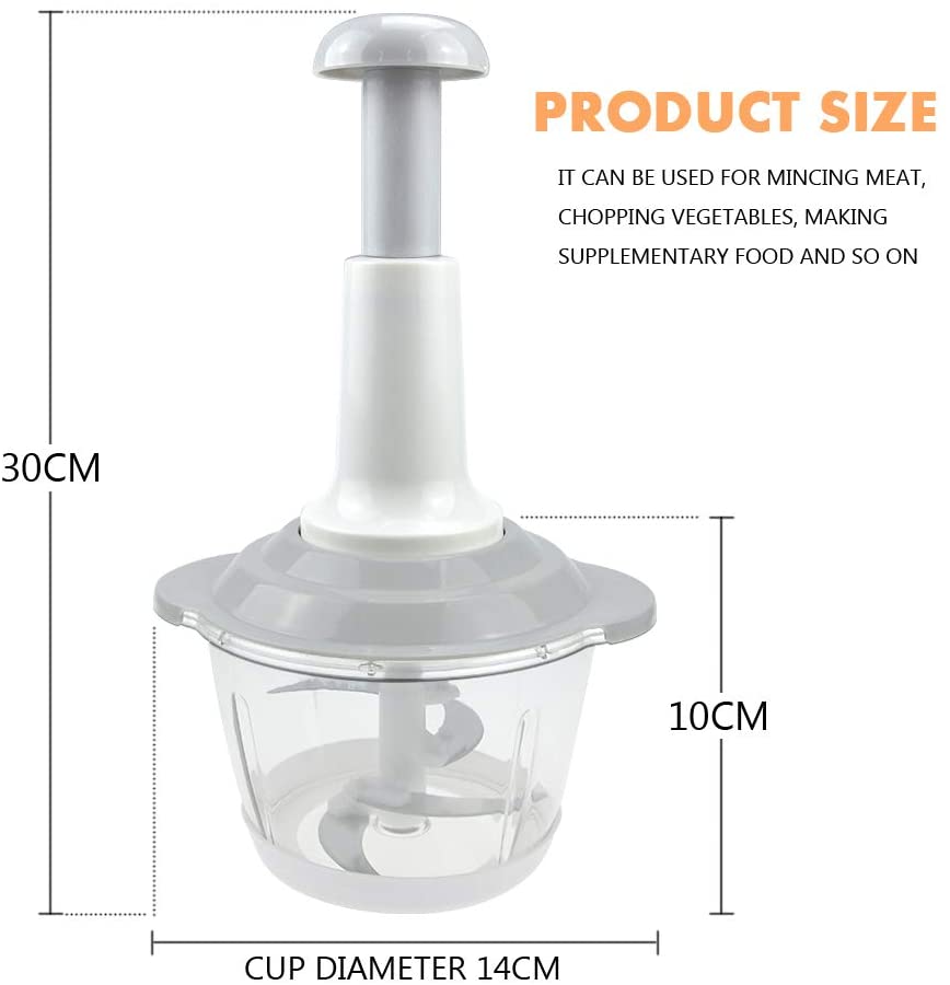 Manual Hand Press Food Chopper | 1.5L All-in-One Vegetable Cutter, Meat Grinder & Batter Mixer | Anti-Skid Base
