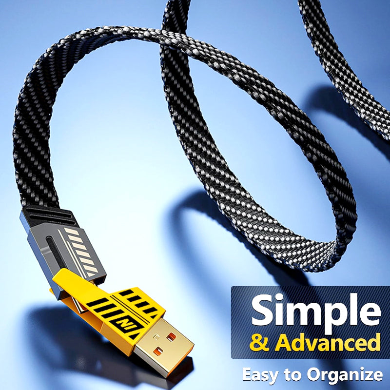 Universal 4-in-1 USB Cable | 65W Laptop & 27W Phone Fast Charge | Nylon Braided