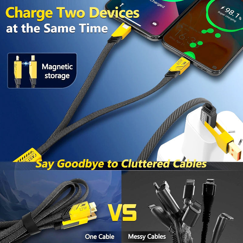 Universal 4-in-1 USB Cable | 65W Laptop & 27W Phone Fast Charge | Nylon Braided